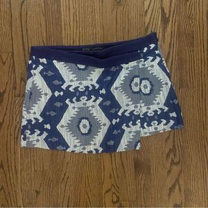 Vintage Zara Ikat Blue and White Southwestern ethnic mini wrap skirt L